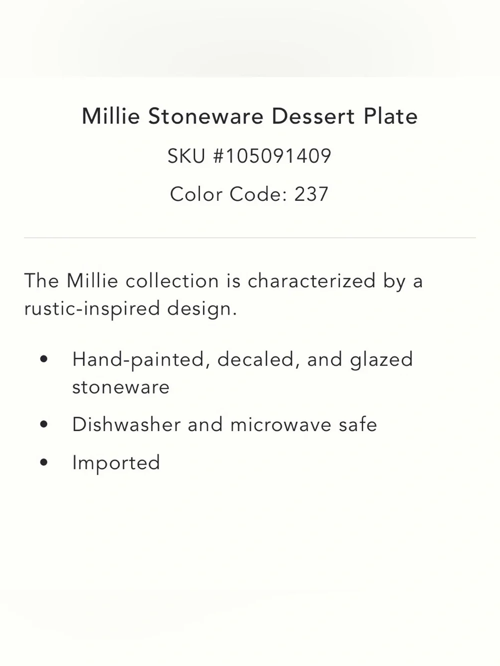 Anthropologie Millie Stoneware Dessert Plate Chicken